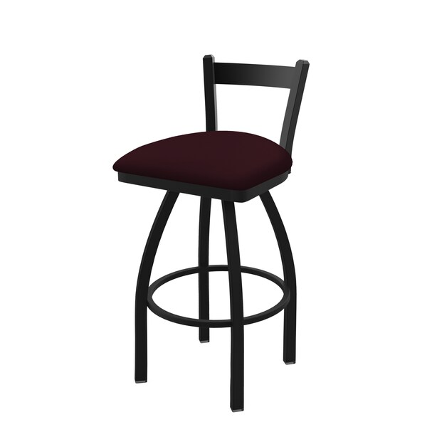 25" Low Back Swivel Counter Stool, Black Wrinkle, Canter Bordeaux Seat